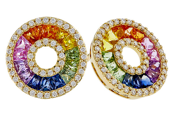 C302-48581: EARRINGS 2.10 MULTI-COLOR SAPP 2.37 TGW