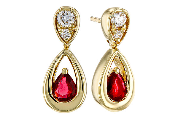 C302-48590: EARRINGS .40 RUBY .52 TGW (4x3 RUBY)