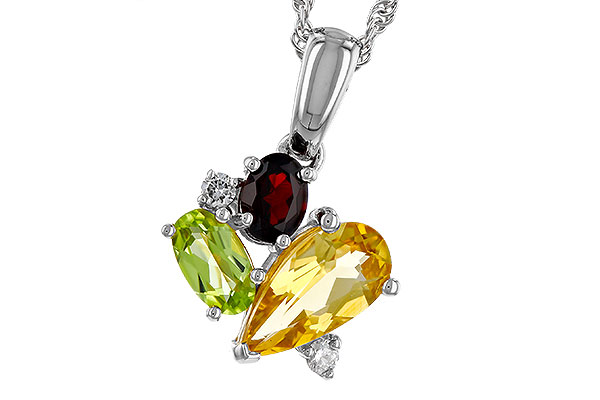 E302-48581: NECKLACE .79 SEMI PREC (CIT,PER,GAR) .82 TGW