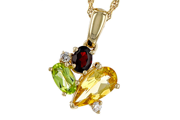 E302-48581: NECKLACE .79 SEMI PREC (CIT,PER,GAR) .82 TGW