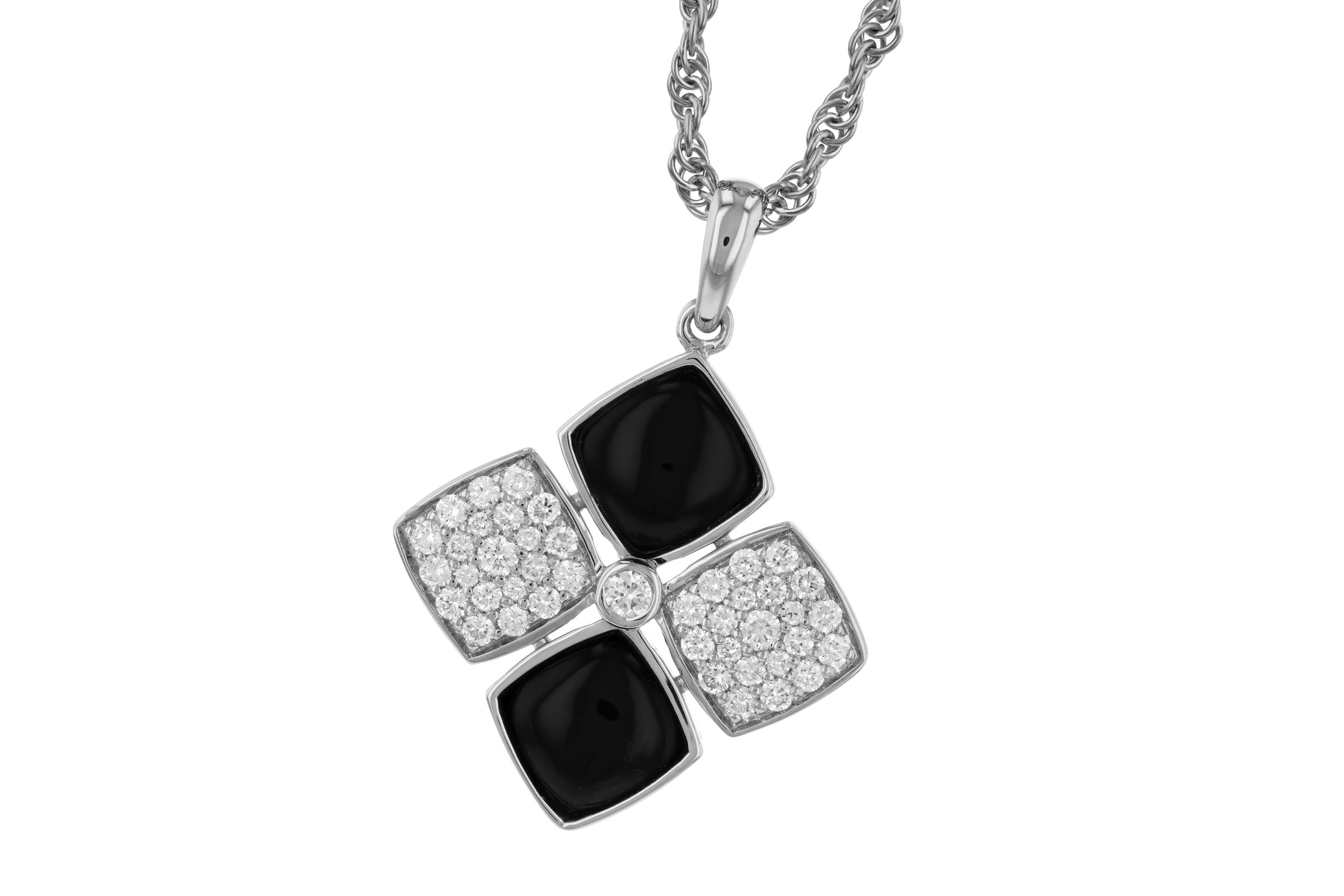 F303-37717: NECKLACE 1.23 TW ONYX 1.50 TGW