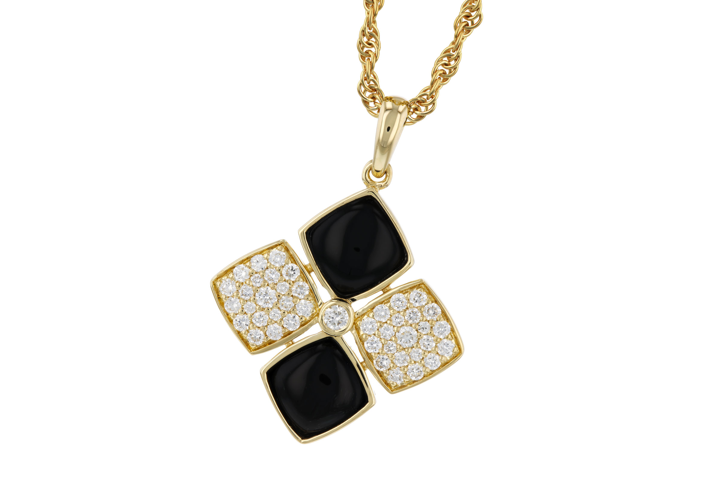 F303-37717: NECKLACE 1.23 TW ONYX 1.50 TGW