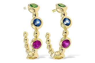 G303-36735: EARR .68 TW MULTI-COLOR SAPPH & GREEN GARNET