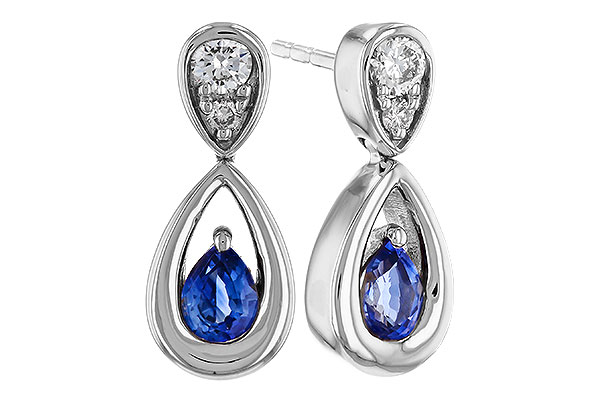 H302-48590: EARRINGS .42 SAPPHIRE .54 TGW (4x3 SAPP)