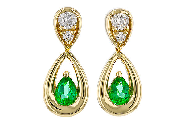 K302-49508: EARRINGS .20 EMERALD .32 TGW (4x3 EMER)