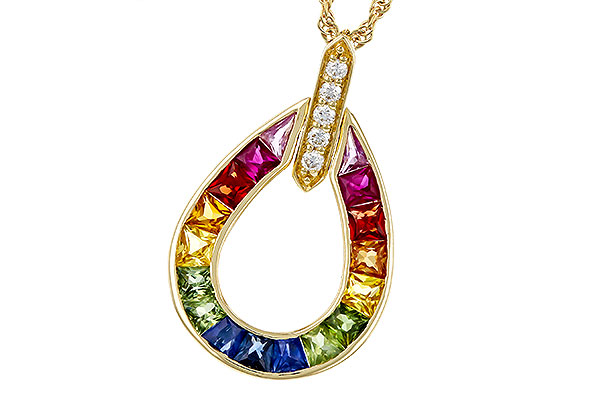 M302-48580: NECKLACE 1.10 MULTI-COLOR SAPPH 1.15 TGW